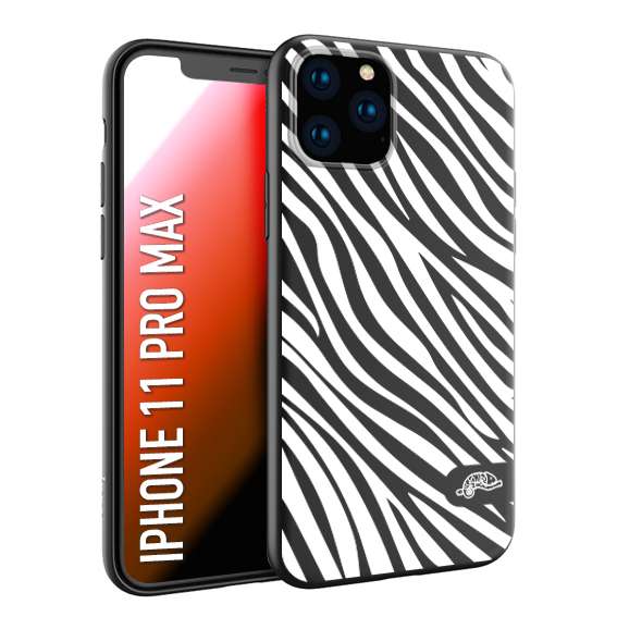 CUSTOMIZZA - Custodia cover nera morbida in tpu compatibile per iPhone 11 PRO MAX zebrata maculata a rilievo soft touch donna bianca