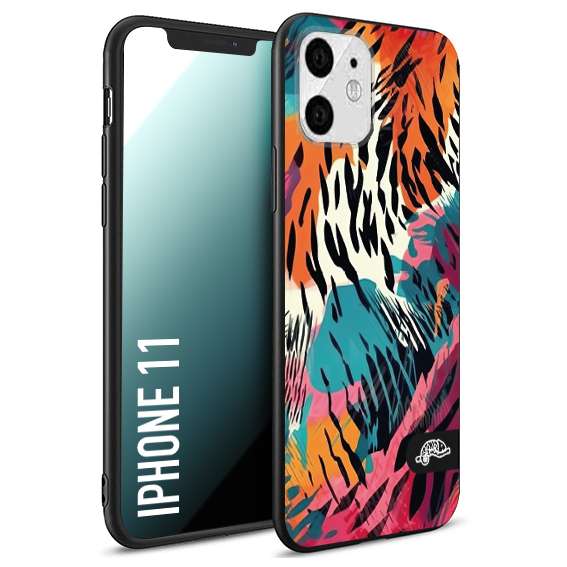 CUSTOMIZZA - Custodia cover nera morbida in tpu compatibile per iPhone 11 leopardato maculato tigrato tiger colorata summer color