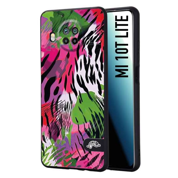 CUSTOMIZZA - Custodia cover nera morbida in tpu compatibile per Xiaomi Mi 10T LITE leopardato tigrato tiger colorata summer color verde fucsia