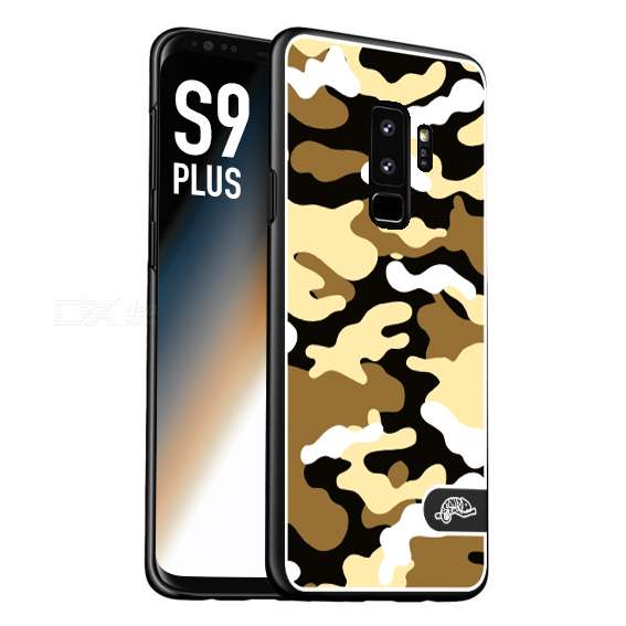 CUSTOMIZZA - Custodia cover nera morbida in tpu compatibile per Samsung S9 PLUS camouflage mimetico militare giallo desert brown