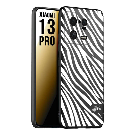 CUSTOMIZZA - Custodia cover nera morbida in tpu compatibile per Xiaomi 13 PRO zebrata maculata a rilievo soft touch donna bianca