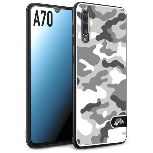 CUSTOMIZZA - Custodia cover nera morbida in tpu compatibile per Samsung A70 camouflage mimetico militare bianco white