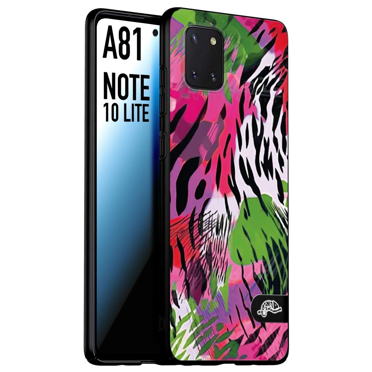 CUSTOMIZZA - Custodia cover nera morbida in tpu compatibile per Samsung A81 - Note 10 Lite leopardato tigrato tiger colorata summer color verde fucsia