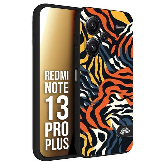 CUSTOMIZZA - Custodia cover nera morbida in tpu compatibile per Xiaomi Redmi Note 13 PRO PLUS leopardato maculato tigrato tiger colorata gialla blu arancio