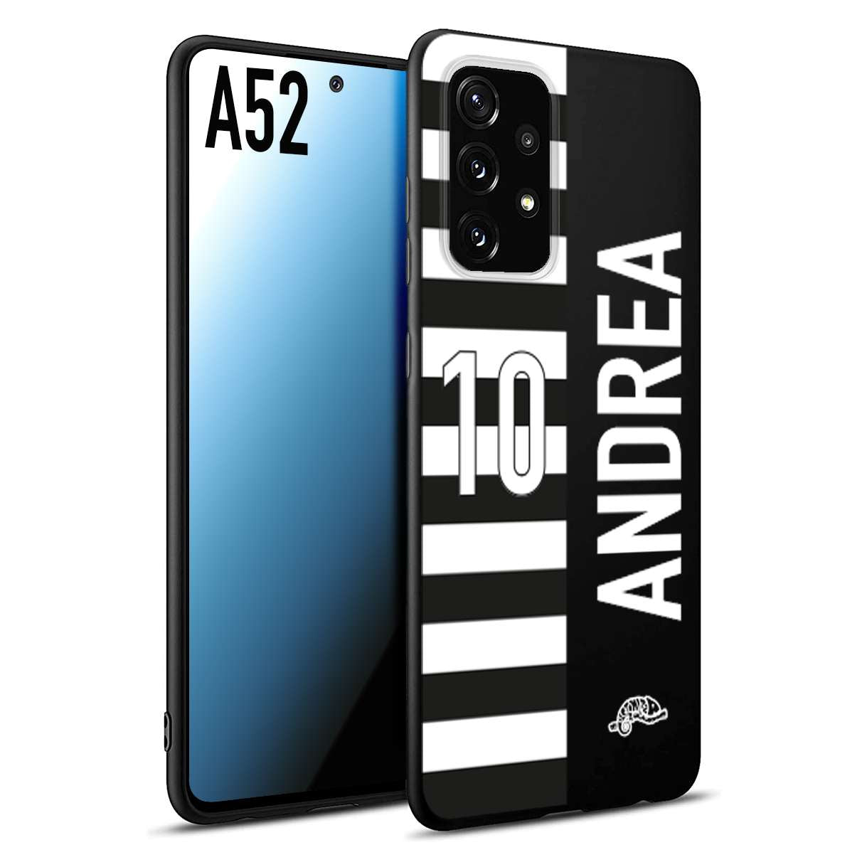 CUSTOMIZZA - Custodia cover nera morbida in tpu compatibile per Samsung A52 personalizzata calcio football nome e numero calciatori bianconera