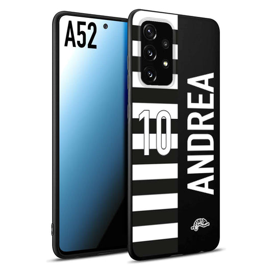 CUSTOMIZZA - Custodia cover nera morbida in tpu compatibile per Samsung A52 personalizzata calcio football nome e numero calciatori bianconera