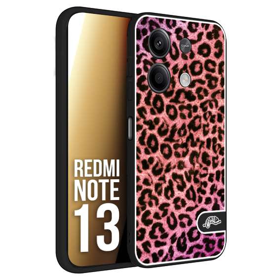 CUSTOMIZZA - Custodia cover nera morbida in tpu compatibile per Xiaomi Redmi Note 13 leopardato maculato donna rosa leopard