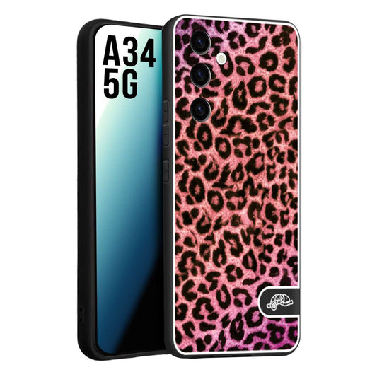 CUSTOMIZZA - Custodia cover nera morbida in tpu compatibile per Samsung A34 5G leopardato maculato donna rosa leopard