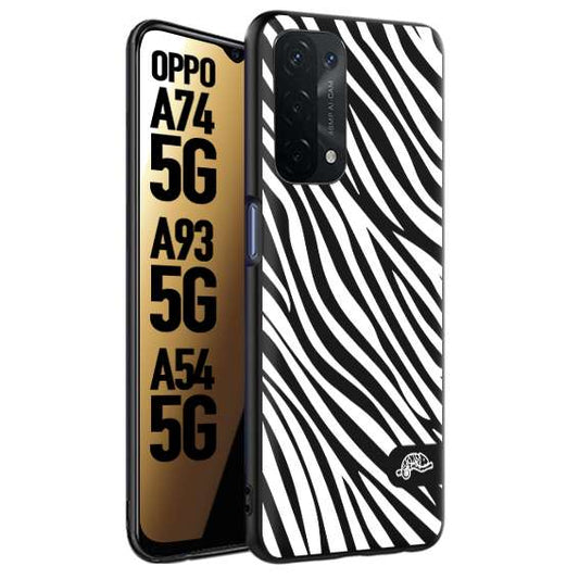 CUSTOMIZZA - Custodia cover nera morbida in tpu compatibile per Oppo A74 5G - A93 5G - A54 5G zebrata maculata a rilievo soft touch donna bianca