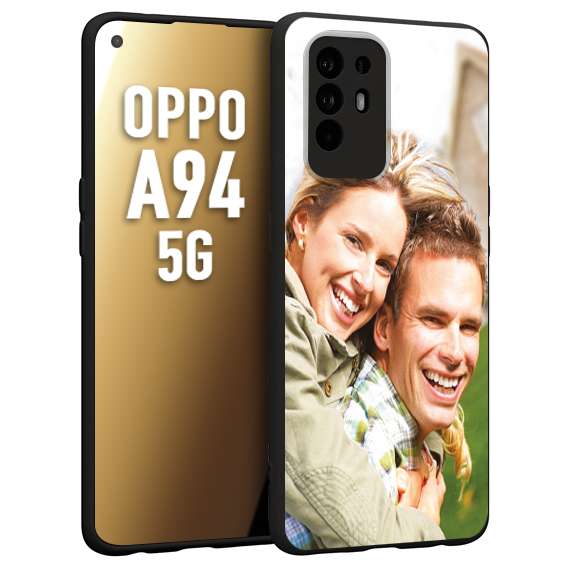 CUSTOMIZZA - Custodia cover nera morbida in tpu compatibile per Oppo A94 5G personalizzata con foto immagine scritta a piacere