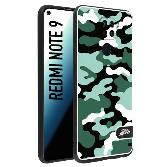 CUSTOMIZZA - Custodia cover nera morbida in tpu compatibile per Xiaomi Redmi Note 9 camouflage mimetico militare verde green