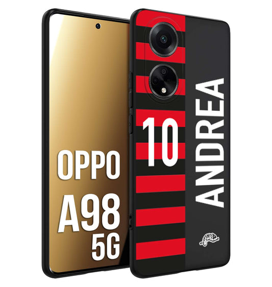 CUSTOMIZZA - Custodia cover nera morbida in tpu compatibile per Oppo A98 5G personalizzata calcio football nome e numero calciatori rossonera