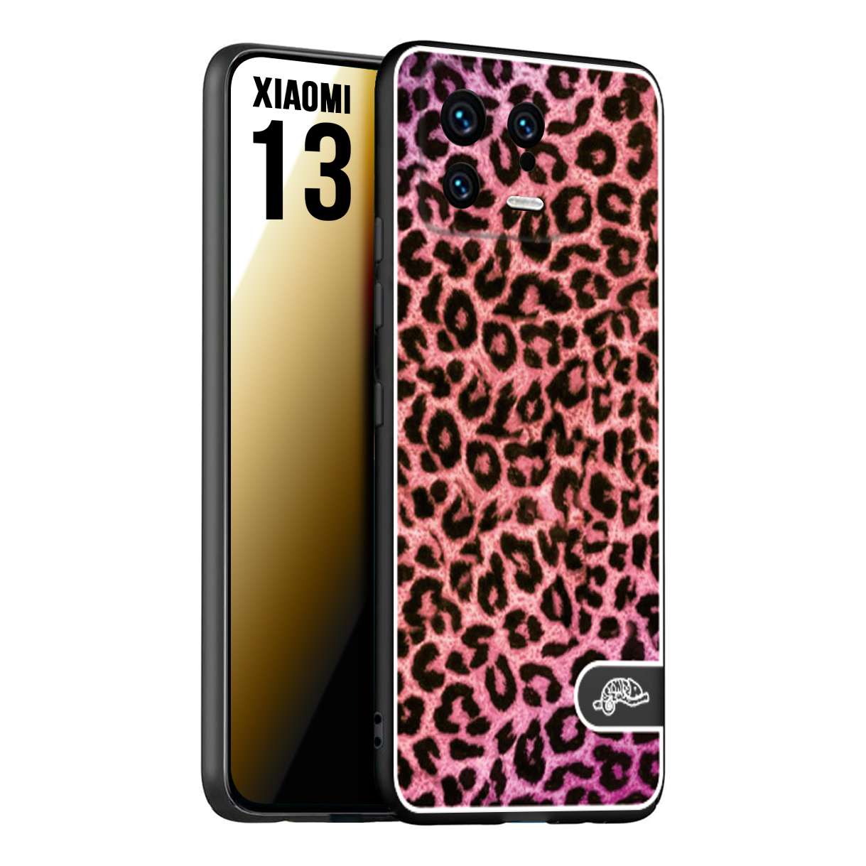 CUSTOMIZZA - Custodia cover nera morbida in tpu compatibile per Xiaomi 13 leopardato maculato donna rosa leopard