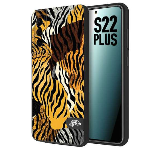 CUSTOMIZZA - Custodia cover nera morbida in tpu compatibile per Samsung S22 PLUS leopardato tigrato tiger colorata donna fashion estate