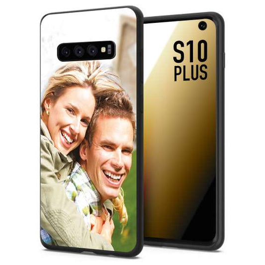 CUSTOMIZZA - Custodia cover nera morbida in tpu compatibile per Samsung S10 PLUS personalizzata con foto immagine scritta a piacere