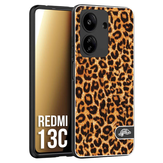 CUSTOMIZZA - Custodia cover nera morbida in tpu compatibile per Xiaomi Redmi 13C leopardato maculato donna marrone leopard brown