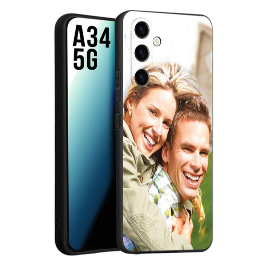 CUSTOMIZZA - Custodia cover nera morbida in tpu compatibile per Samsung A34 5G personalizzata con foto immagine scritta a piacere