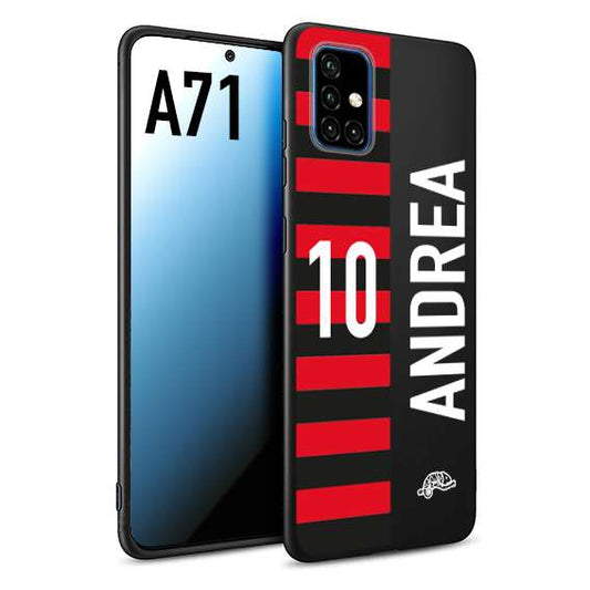 CUSTOMIZZA - Custodia cover nera morbida in tpu compatibile per Samsung A71 personalizzata calcio football nome e numero calciatori rossonera