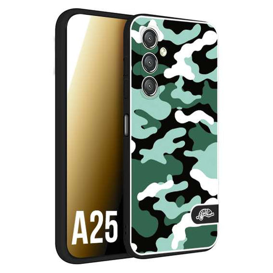 CUSTOMIZZA - Custodia cover nera morbida in tpu compatibile per Samsung A25 camouflage mimetico militare verde green