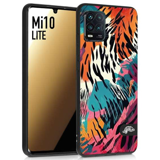 CUSTOMIZZA - Custodia cover nera morbida in tpu compatibile per Xiaomi Mi 10 LITE leopardato maculato tigrato tiger colorata summer color