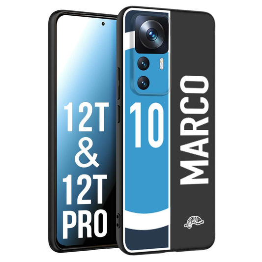 CUSTOMIZZA - Custodia cover nera morbida in tpu compatibile per Xiaomi 12T - 12T PRO personalizzata calcio football nome e numero calciatori biancoazzurri bianco celesti