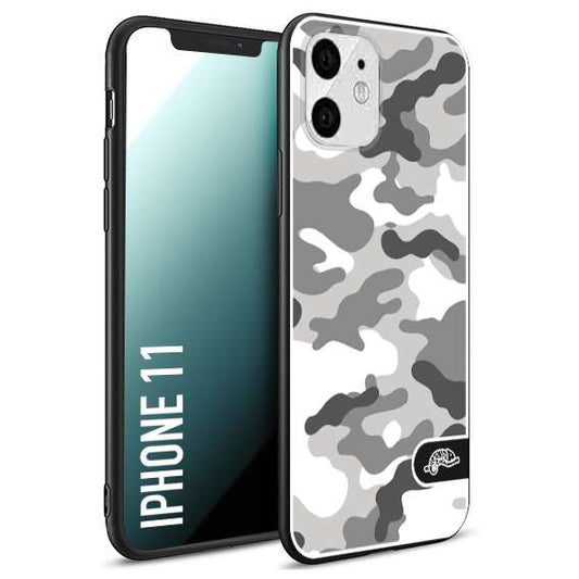 CUSTOMIZZA - Custodia cover nera morbida in tpu compatibile per iPhone 11 camouflage mimetico militare bianco white