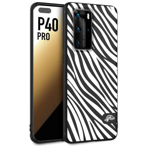 CUSTOMIZZA - Custodia cover nera morbida in tpu compatibile per Huawei P40 PRO zebrata maculata a rilievo soft touch donna bianca