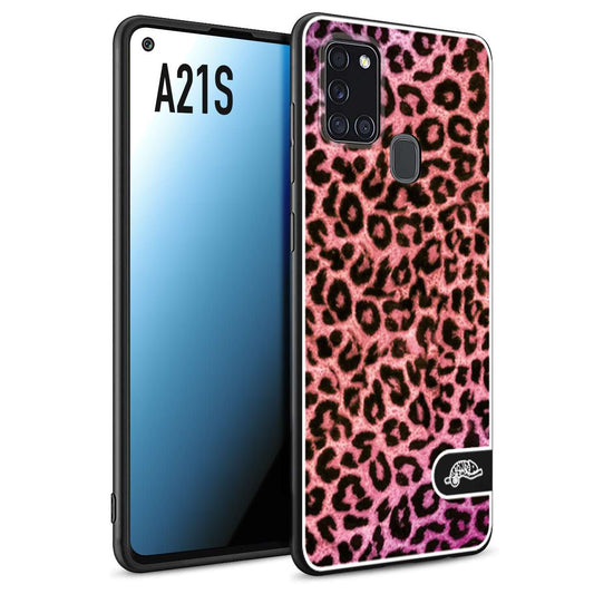 CUSTOMIZZA - Custodia cover nera morbida in tpu compatibile per Samsung A21S leopardato maculato donna rosa leopard