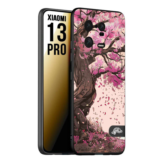 CUSTOMIZZA - Custodia cover nera morbida in tpu compatibile per Xiaomi 13 PRO giapponese colori morbidi fiori di ciliegio rosa disegnata