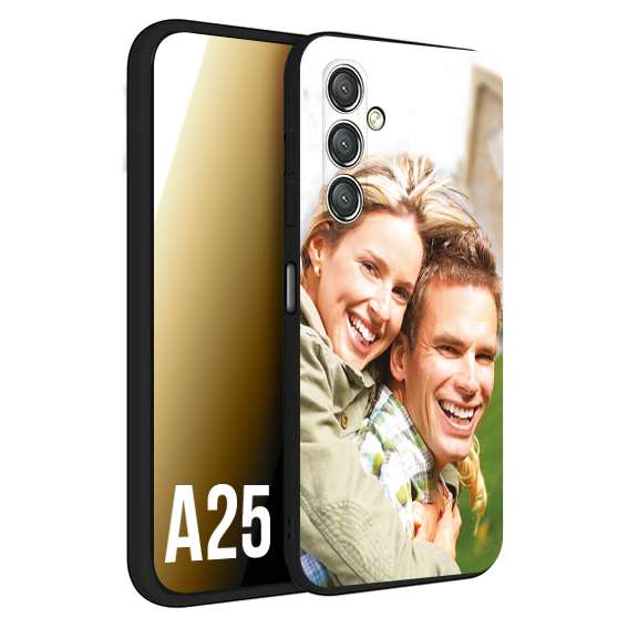 CUSTOMIZZA - Custodia cover nera morbida in tpu compatibile per Samsung A25 personalizzata con foto immagine scritta a piacere