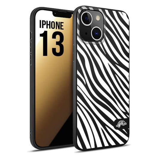 CUSTOMIZZA - Custodia cover nera morbida in tpu compatibile per iPhone 13 zebrata maculata a rilievo soft touch donna bianca