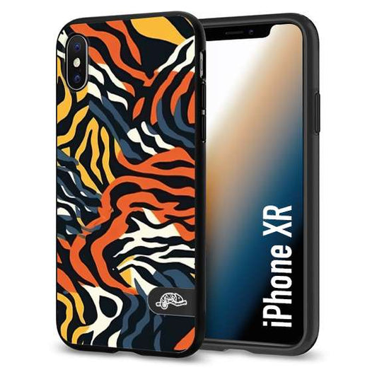 CUSTOMIZZA - Custodia cover nera morbida in tpu compatibile per iPhone Xr leopardato maculato tigrato tiger colorata gialla blu arancio