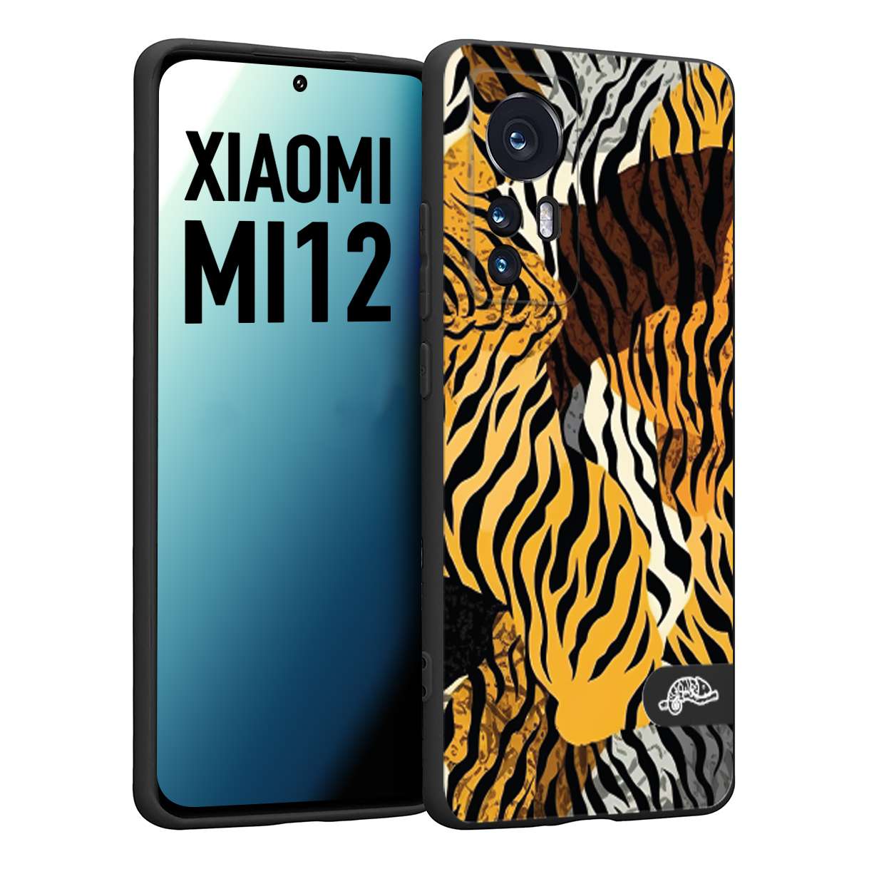 CUSTOMIZZA - Custodia cover nera morbida in tpu compatibile per Xiaomi 12 5G leopardato tigrato tiger colorata donna fashion estate