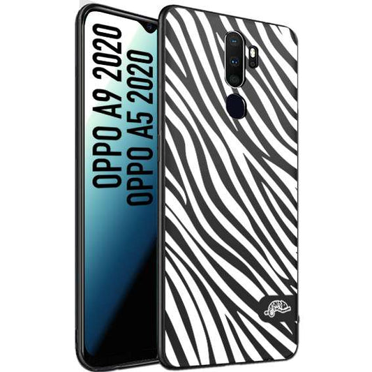 CUSTOMIZZA - Custodia cover nera morbida in tpu compatibile per Oppo A9 2020 - A5 2020 zebrata maculata a rilievo soft touch donna bianca