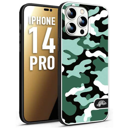 CUSTOMIZZA - Custodia cover nera morbida in tpu compatibile per iPhone 14 PRO camouflage mimetico militare verde green