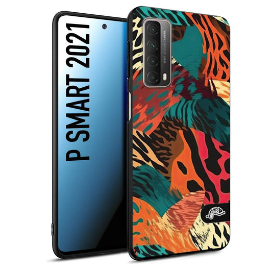 CUSTOMIZZA - Custodia cover nera morbida in tpu compatibile per Huawei P Smart 2021 leopardato tigrato tiger colorata summer arancio verde fucsia