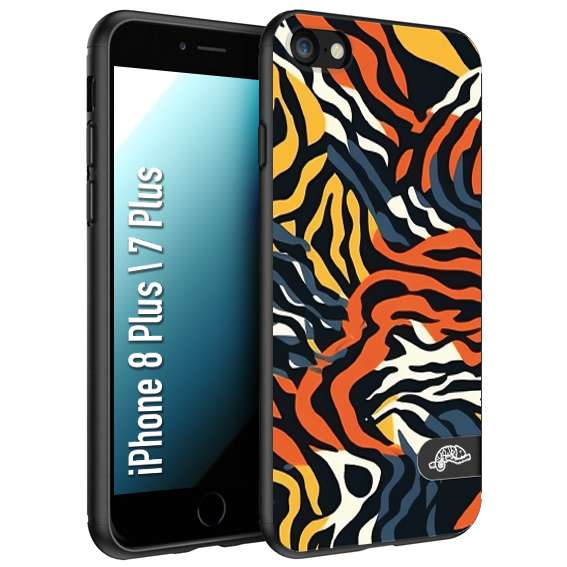 CUSTOMIZZA - Custodia cover nera morbida in tpu compatibile per iPhone 7 Plus - 8 plusleopardato maculato tigrato tiger colorata gialla blu arancio