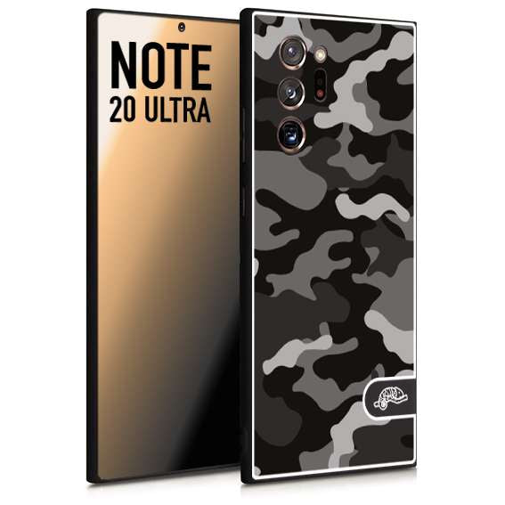 CUSTOMIZZA - Custodia cover nera morbida in tpu compatibile per Samsung NOTE 20 ULTRA camouflage mimetico militare nero black grigio