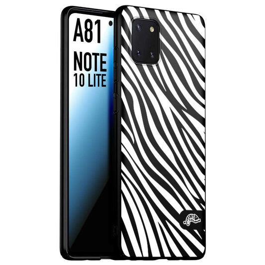 CUSTOMIZZA - Custodia cover nera morbida in tpu compatibile per Samsung A81 - Note 10 Lite zebrata maculata a rilievo soft touch donna bianca