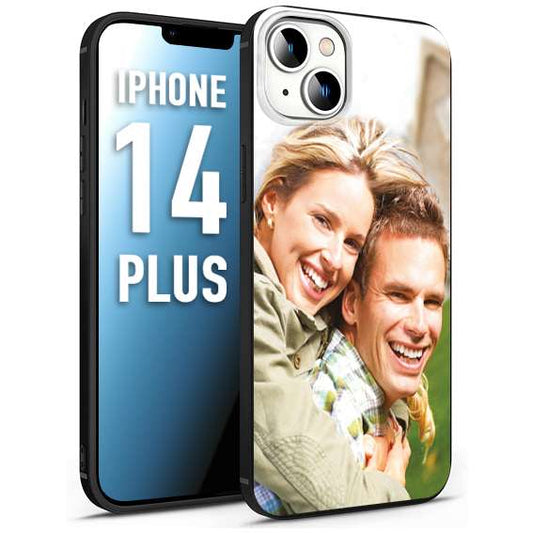 CUSTOMIZZA - Custodia cover nera morbida in tpu compatibile per iPhone 14 PLUS personalizzata con foto immagine scritta a piacere