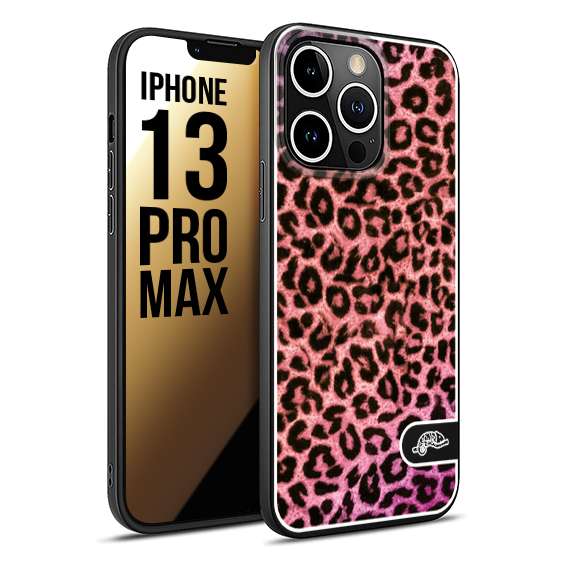 CUSTOMIZZA - Custodia cover nera morbida in tpu compatibile per iPhone 13 PRO MAX leopardato maculato donna rosa leopard