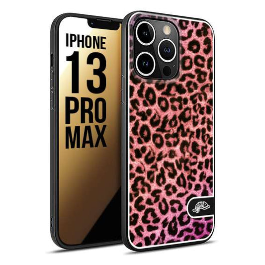 CUSTOMIZZA - Custodia cover nera morbida in tpu compatibile per iPhone 13 PRO MAX leopardato maculato donna rosa leopard