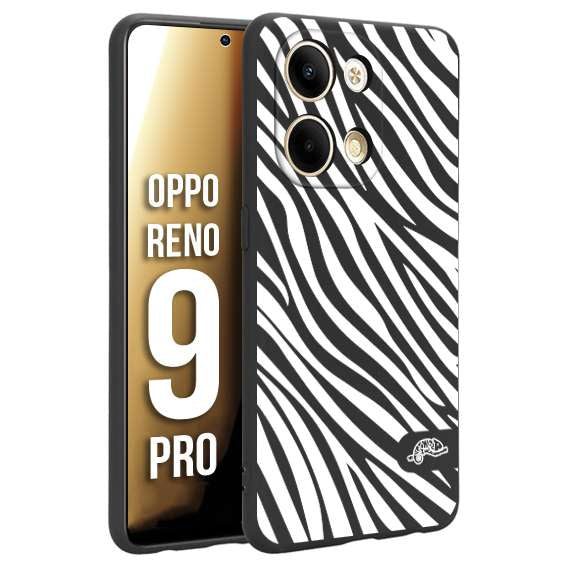 CUSTOMIZZA - Custodia cover nera morbida in tpu compatibile per Oppo Reno 9 PRO zebrata maculata a rilievo soft touch donna bianca