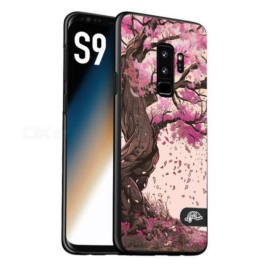 CUSTOMIZZA - Custodia cover nera morbida in tpu compatibile per Samsung S9 giapponese colori morbidi fiori di ciliegio rosa disegnata