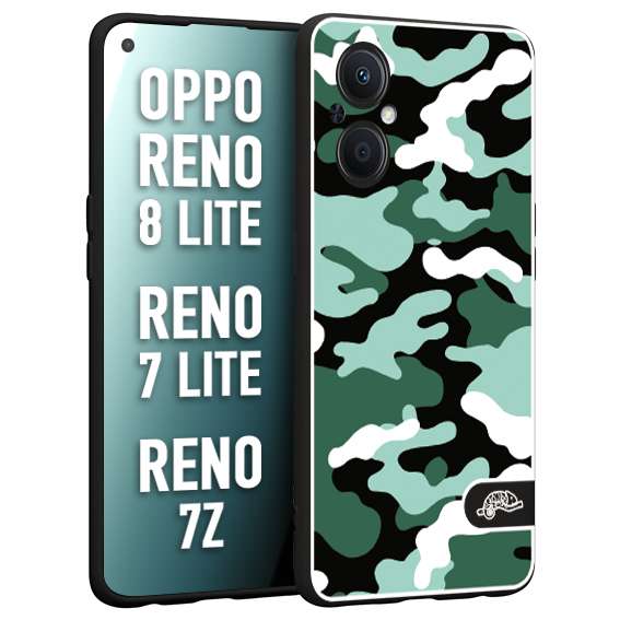 CUSTOMIZZA - Custodia cover nera morbida in tpu compatibile per Oppo Reno 7 Lite - 8 Lite - 7Z camouflage mimetico militare verde green