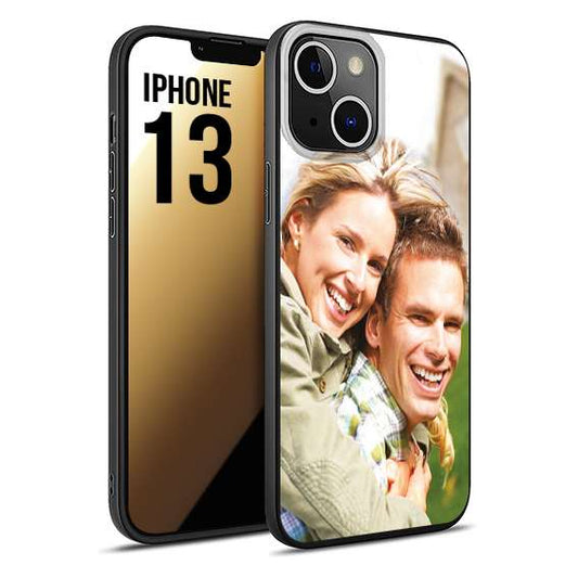 CUSTOMIZZA - Custodia cover nera morbida in tpu compatibile per iPhone 13 personalizzata con foto immagine scritta a piacere