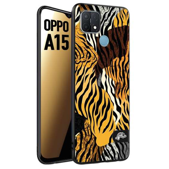 CUSTOMIZZA - Custodia cover nera morbida in tpu compatibile per Oppo A15 leopardato tigrato tiger colorata donna fashion estate