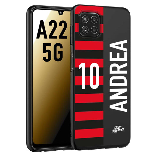 CUSTOMIZZA - Custodia cover nera morbida in tpu compatibile per Samsung A22 5G personalizzata calcio football nome e numero calciatori rossonera