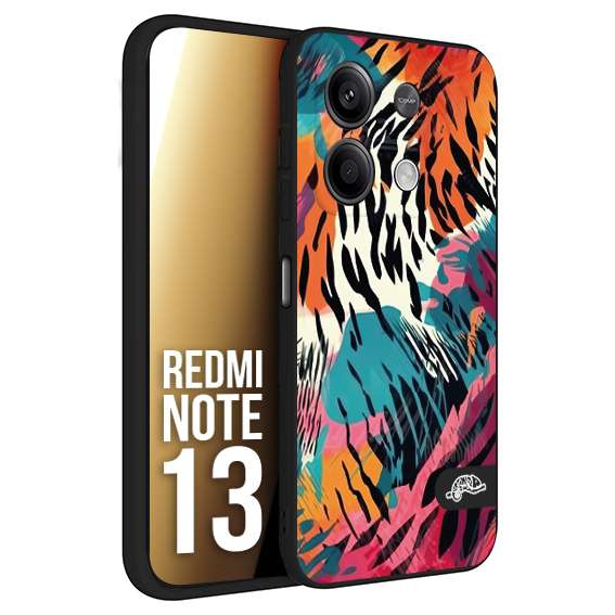 CUSTOMIZZA - Custodia cover nera morbida in tpu compatibile per Xiaomi Redmi Note 13 leopardato maculato tigrato tiger colorata summer color