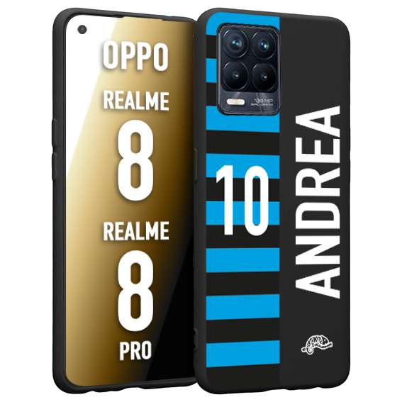 CUSTOMIZZA - Custodia cover nera morbida in tpu compatibile per Oppo Realme 8 - 8 PRO personalizzata calcio football nome e numero calciatori nerazzurra